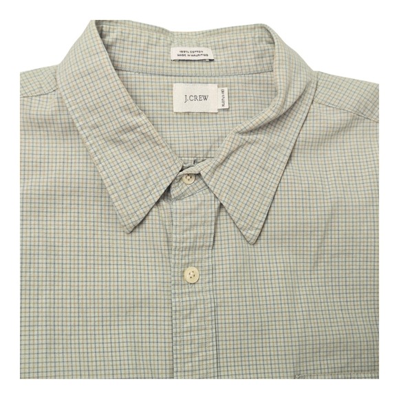 J. Crew Factory Other - J.Crew Mens XL Long Sleeve Button Down Shirt Green‎ Blue Micro Check Cotton